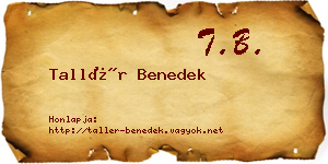 Tallér Benedek névjegykártya